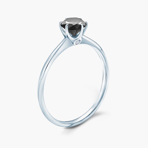 Pierścionek zaręczynowy The Journey: białe złoto, czarny diament